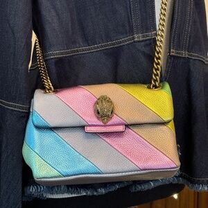 Kurt Geiger Metallic Rainbow Leather Kensington Crossbody (Eagle Head Clasp)